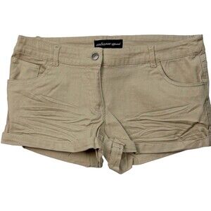 Ambiance Apparel Low Rise Mini‎ Shorts Medium Beige Cuff Minimalist Cottagecore